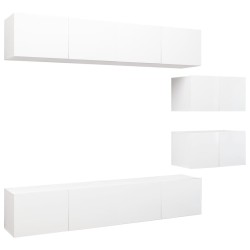 vidaXL Set Mobile TV 6 pz Bianco in Truciolato