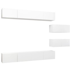 vidaXL Set Mobili Porta TV 6 pz Bianco in Legno Multistrato