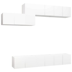vidaXL Set Mobile TV 7 pz Bianco in Truciolato