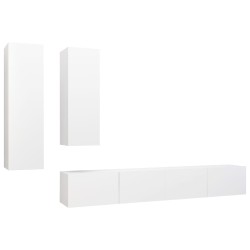 vidaXL Set Mobile TV 4 pz Bianco in Truciolato