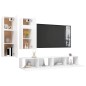 vidaXL Set Mobile TV 4 pz Bianco in Truciolato vidaXL Set Mobile TV 4 pz Bianco in Truciolato
