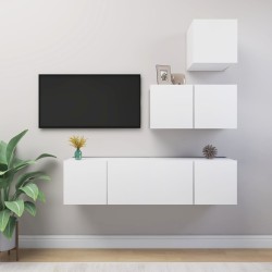 vidaXL Set Mobile TV 4 pz Bianco in Truciolato