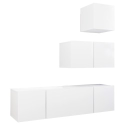 vidaXL Set Mobile TV 4 pz Bianco in Truciolato