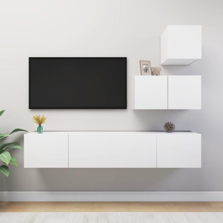 vidaXL Set Mobili Porta TV 4 pz Bianco in Legno Multistrato