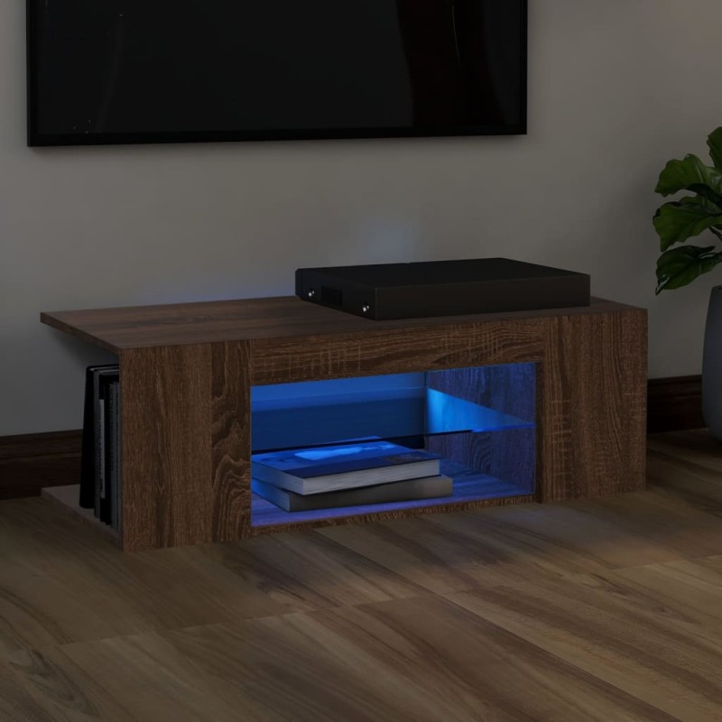 Mobile Porta TV con Luci LED Rovere Marrone 90x39x30 cm Mobile Porta TV con Luci LED Rovere Marrone 90x39x30 cm