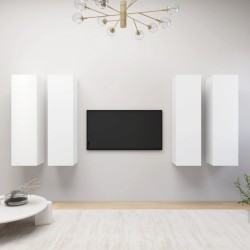 vidaXL Mobili Porta TV 4pz Bianchi 30,5x30x110 cm in Legno Multistrato