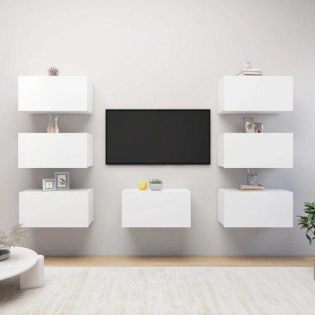 vidaXL Mobili TV 7 pz Bianchi 30,5x30x60 cm in Truciolato