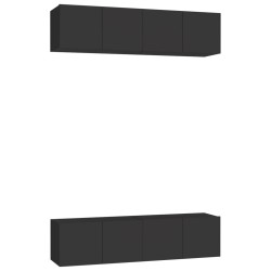 vidaXL Mobili TV 4 pz Neri 60x30x30 cm in Truciolato
