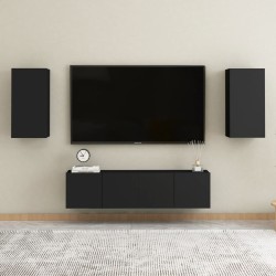 vidaXL Set di Mobili Porta TV 4 pz Nero in Legno Multistrato