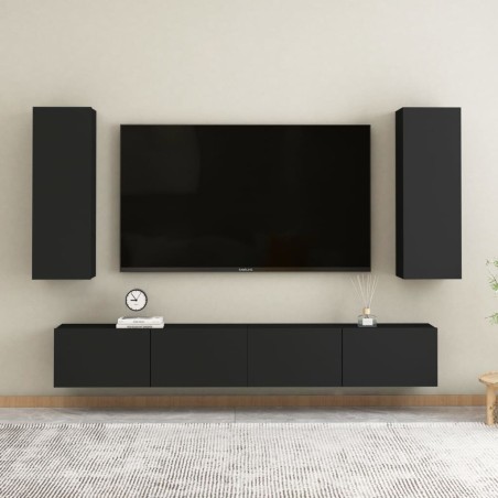 vidaXL Set di Mobili Porta TV 4 pz Nero in Legno Multistrato