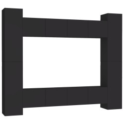vidaXL Set Mobile TV 8 pz Nero in Truciolato