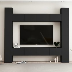 vidaXL Set di Mobili Porta TV 8 pz Nero in Legno Multistrato