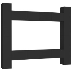 vidaXL Set di Mobili Porta TV 8 pz Nero in Legno Multistrato