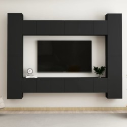 vidaXL Set Mobile TV 10 pz Nero in Truciolato