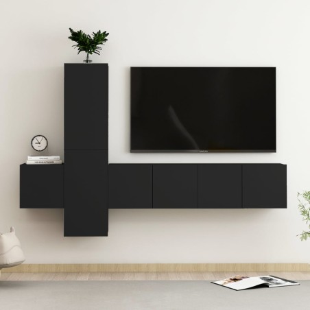 vidaXL Set di Mobili Porta TV 5 pz Nero in Legno Multistrato
