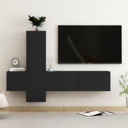 vidaXL Set di Mobili Porta TV 3 pz Nero in Legno Multistrato
