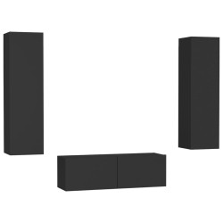 vidaXL Set Mobili Porta TV 3 pz Nero in Legno Multistrato