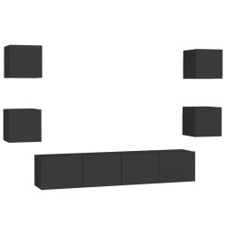 vidaXL Set Mobile TV 6 pz Nero in Truciolato