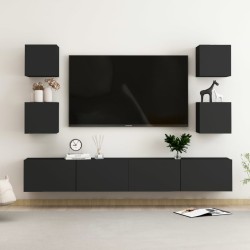 vidaXL Set di Mobili Porta TV 6 pz Nero in Legno Multistrato