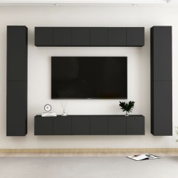vidaXL Set di Mobili Porta TV 10 pz Nero in Legno Multistrato