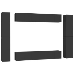 vidaXL Set di Mobili Porta TV 10 pz Nero in Legno Multistrato