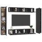 vidaXL Set di Mobili Porta TV 10 pz Nero in Legno Multistrato vidaXL Set di Mobili Porta TV 10 pz Nero in Legno Multistrato
