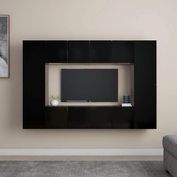 vidaXL Set Mobile TV 8 pz Nero in Truciolato 