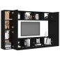vidaXL Set Mobile TV 8 pz Nero in Truciolato