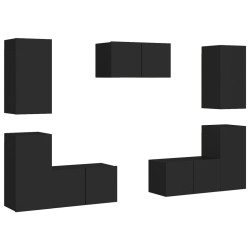 vidaXL Set Mobile TV 7 pz Nero in Truciolato 