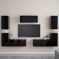 vidaXL Set di Mobili Porta TV 7 pz Nero in Legno Multistrato