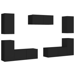 vidaXL Set di Mobili Porta TV 7 pz Nero in Legno Multistrato