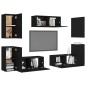 vidaXL Set di Mobili Porta TV 7 pz Nero in Legno Multistrato vidaXL Set di Mobili Porta TV 7 pz Nero in Legno Multistrato