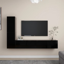 vidaXL Set di Mobili Porta TV 4 pz Nero in Legno Multistrato