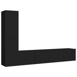 vidaXL Set di Mobili Porta TV 4 pz Nero in Legno Multistrato