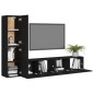 vidaXL Set di Mobili Porta TV 4 pz Nero in Legno Multistrato vidaXL Set di Mobili Porta TV 4 pz Nero in Legno Multistrato