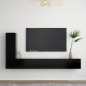 vidaXL Set di Mobili Porta TV 3 pz Nero in Legno Multistrato vidaXL Set di Mobili Porta TV 3 pz Nero in Legno Multistrato