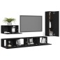 vidaXL Set Mobile TV 4 pz Nero in Truciolato vidaXL Set Mobile TV 4 pz Nero in Truciolato