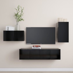 vidaXL Set di Mobili Porta TV 4 pz Nero in Legno Multistrato