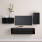 vidaXL Set di Mobili Porta TV 4 pz Nero in Legno Multistrato vidaXL Set di Mobili Porta TV 4 pz Nero in Legno Multistrato
