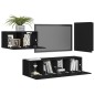 vidaXL Set di Mobili Porta TV 4 pz Nero in Legno Multistrato vidaXL Set di Mobili Porta TV 4 pz Nero in Legno Multistrato