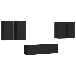 vidaXL Set Mobile TV 6 pz Nero in Truciolato