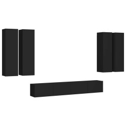 vidaXL Set Mobile TV 6 pz Nero in Truciolato