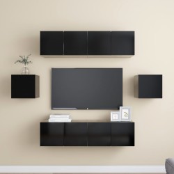vidaXL Set di Mobili Porta TV 6 pz Nero in Legno Multistrato