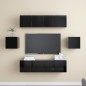 vidaXL Set di Mobili Porta TV 6 pz Nero in Legno Multistrato vidaXL Set di Mobili Porta TV 6 pz Nero in Legno Multistrato