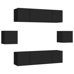 vidaXL Set di Mobili Porta TV 6 pz Nero in Legno Multistrato