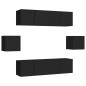 vidaXL Set di Mobili Porta TV 6 pz Nero in Legno Multistrato vidaXL Set di Mobili Porta TV 6 pz Nero in Legno Multistrato