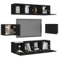 vidaXL Set di Mobili Porta TV 6 pz Nero in Legno Multistrato vidaXL Set di Mobili Porta TV 6 pz Nero in Legno Multistrato