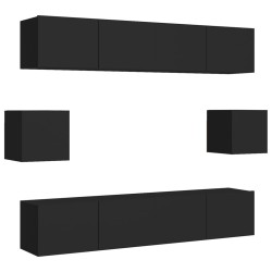 vidaXL Set Mobili TV 6 pz Nero in Truciolato