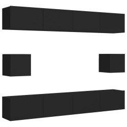 vidaXL Set Mobili TV 6 pz Nero in Truciolato