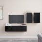 vidaXL Set Mobile TV 4 pz Nero in Truciolato vidaXL Set Mobile TV 4 pz Nero in Truciolato